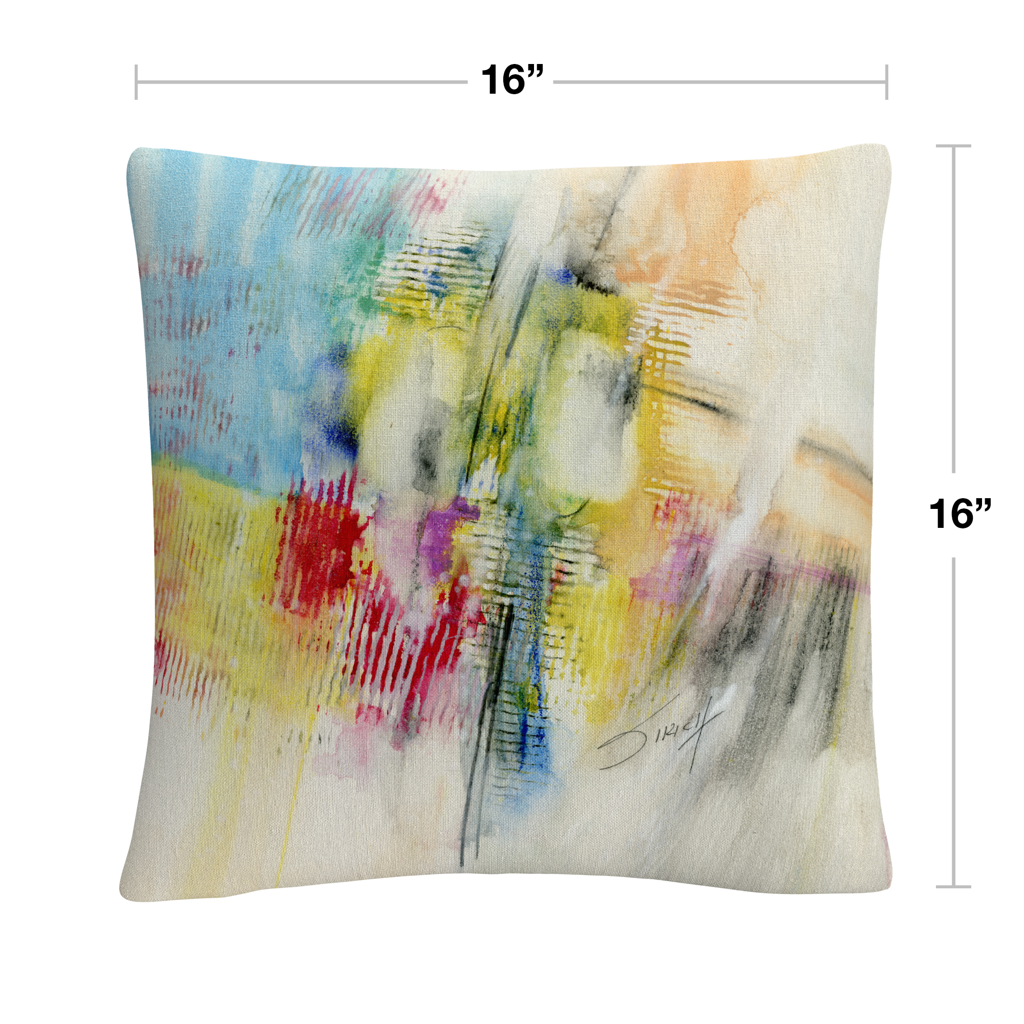 Ramblings' Colorful Shapes Line Composition By Anthony Sikich 16 X 16 Decorative Throw Pillow