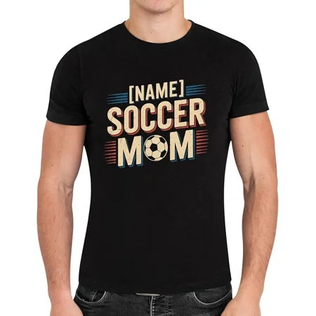Personalized Retro Soccer Mom T-Shirt Custom Name Vintage Sports Mother Gift Apparel