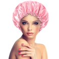 thumbnail image 1 of Satin Bonnet Sleeping Cap Double Layer Elasticated Trim Soft Night Hat for Woman, 1 of 3
