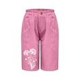 thumbnail image 5 of Sevevn Women's Casual Printed Half Shorts Pants Summer Elastic Waist Buttons Casual Pockets Pants Gift for Adults Pink M, 5 of 7