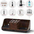 thumbnail image 3 of Bathroom Counter Organizer for Vanity & Sink Storage: Detachable Electric Toothbrush and Toothpaste Holder, Water Flosser Holder, Bathroom Decor and Accessories Organization Set(Walnut Black), 3 of 9