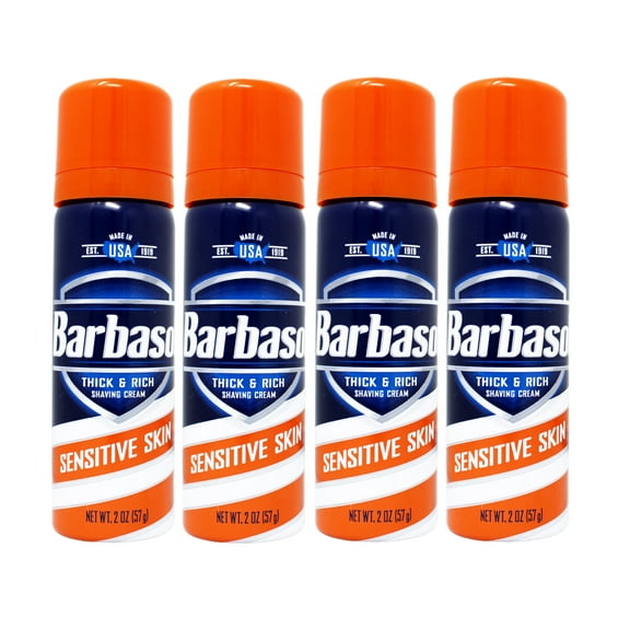 4 Pack Barbasol Sensitive Skin Thick & Rich Shaving Cream 2 Oz Each