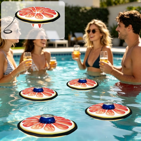 Floating Drink Sleeve for Pool – Neoprene Can Cooler with Lanyard, Buoyant Beverage Wrap for Standard Cans & Bottles, Waterproof for Hot Tub Beach Outdoor Party, Orange