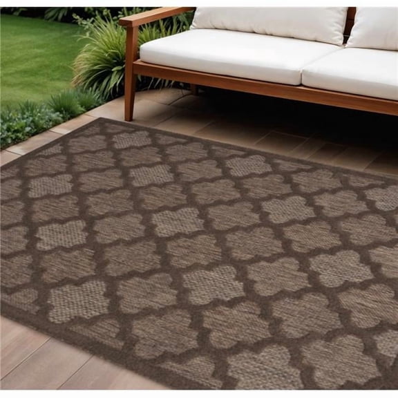 HomeRoots 551365 9 x 12 ft. Dark Brown & Light Brown Trellis Indoor & Outdoor Rectangle Area Rug