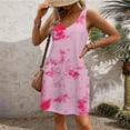 thumbnail image 2 of JULMCOMO Womens Dresses 2404 V Neck Casual Tunic Mini Dress Floral Print Beach Cover Up Sleeveless Tank Dresses with Pocket, 2 of 6