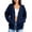 Navy, variant on Women's Full Zip Fashion Hoodie, Oversized Long Sleeve Hooded Sweatshirt with Pockets, Casual Cute Zip Up Hoodies, #01_Light Blue, L