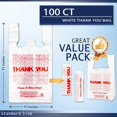 thumbnail image 3 of Bolsa de compras YoYoRain blanca Thank You 28x15x53 cm 100 piezas, 3 of 8