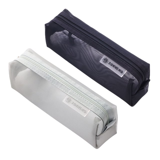 Estuche para lápices de malla de rejilla de 2 uds para niñas y niños, portalápices con cremallera, estuche para lápices portátil para adolescentes, 20,5*6,5*6cm