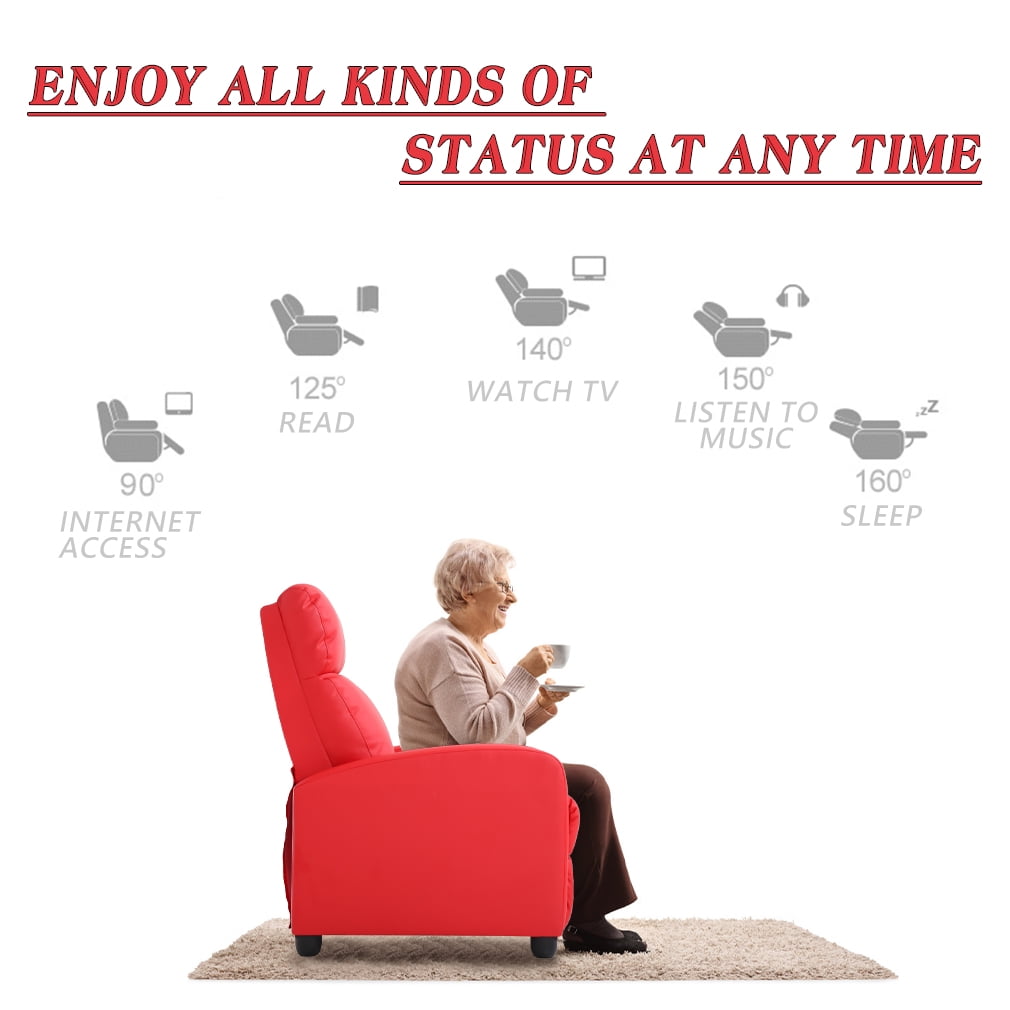 FDW Recliner Chair Breathable Padded PU Leather Massage Single Sofa Recliners,Red