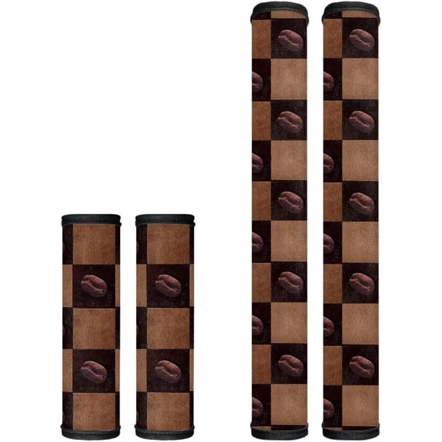 Hinthetall Housses de Poignées de Porte de Réfrigérateur Imprimé Grains de Café Ensemble de 4 pour Lave-Vaisselle Micro-Ondes Réfrigérateur Cuisinière Appareils Poignées de Porte, Accessoires de Décoration de Cuisine Lavables
