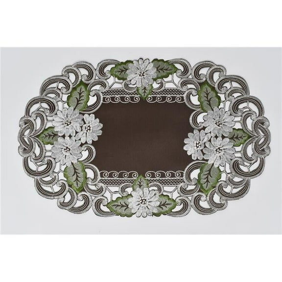 Sinobrite H8852-1-12x18 12 x 18 in. White Daisy Green Leaves on Brown Fabric Placemat