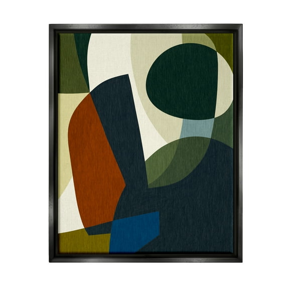 Stupell Industries Dark Geometric Pattern Abstract Painting Black Floater Framed Canvas Art Print Wall Art, 17 x 21