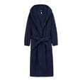thumbnail image 3 of Fanxing Mens Plush Soft Robes with Hood, Full Length Fleece Thick Robe for Men Long Sherpa Bathrobe Navy L, 3 of 3