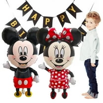 2 PCS Birthday Party Balloons 45 Inch Large Size Mickey Mouse Balloon Minnie Mouse Balloons Happy Birthday Banner