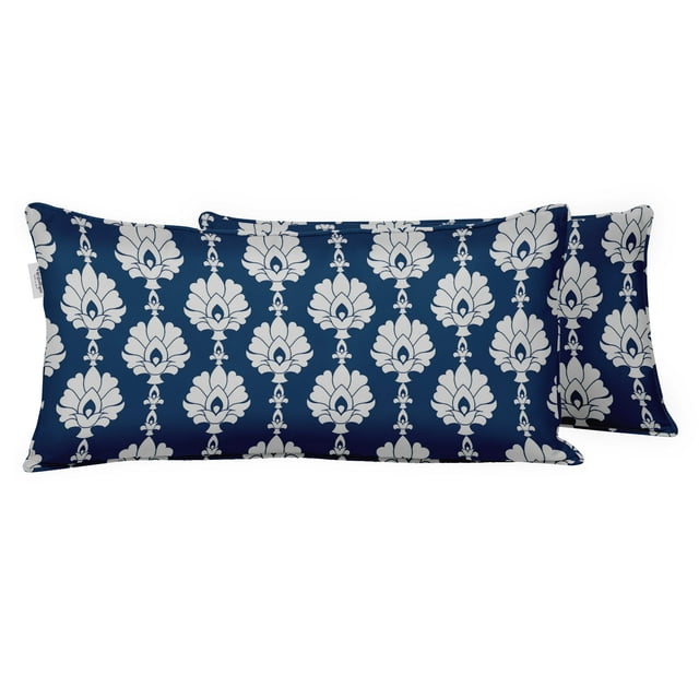 VargottamIndoor/OutdoorPolyester FabricLumbarPillowCover,All-Weather Waterproof Rectangular Cushion Case for Patio Furniture,12" x 18"Set of 2 -Florals-26