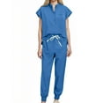 thumbnail image 2 of FNFYFH Scrubs Sets for Women Cap Sleeve V Neck Scrub Tops and Drawstring Jogger Pants Nurse Uniform with Pockets, 2 of 9