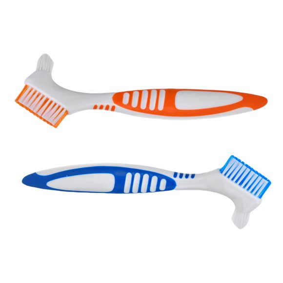 Cepillos para limpiar dentaduras RyanDesign, paquete de 2, doble ángulo, suaves