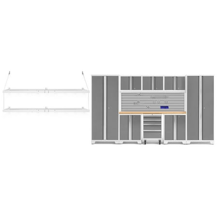 

NewAge Products Bold Series Platinum 11 Piece Cabinet Set Heavy Duty 24-Gauge Steel Garage Storage System Slatwall / Hook Kit / Pro Wall Mounted Shelf Included