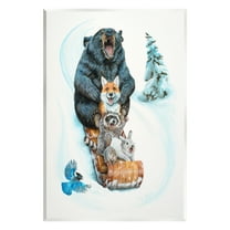 Stupell Industries Sledding Wildlife Snow Scene Animals & Insects Painting Unframed Art Print Wall Art, 13 x 19
