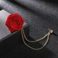thumbnail image 7 of Elegant Rose Flower Brooch Pin Long Chain Fringe Lapel Pin Fabric Boutonniere Pins Wedding Brooches for Women Men Dress Accessories, 7 of 7
