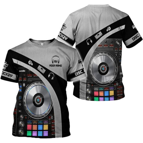 Personalized DJ Shirts 3D Custom DJ Shirts for Men Women DJ Gifts for Men EDM Music Festival Gifts for Men Music DJ Gift (S)