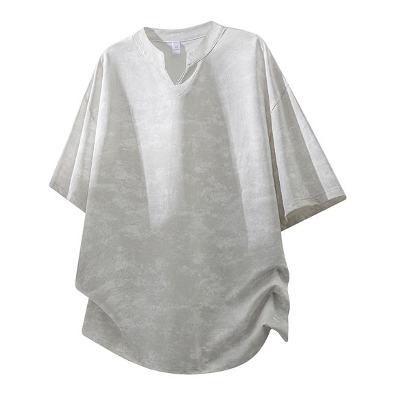 Klisyaur Mens Oversize Tee Tops Short Sleeve Summer Casual Breathable Comfortable Solid Color Shirts for Beach