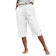 thumbnail image 4 of Women Shorts UK Summer Knee Length Bermuda Pants with Pockets Wide Leg Lightweight Breathable Capri Pants Casual Comfy Holiday Beach Shorts, 4 of 6