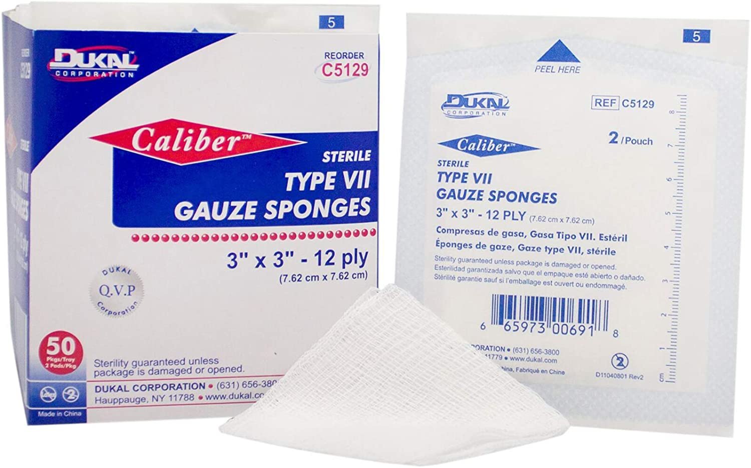 Type VII Gauze Sponges 3" x 3". Case of 2400 12ply Gauze Dressings for