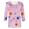 thumbnail image 4 of VBTAPA Womens 3/4 Sleeve T-shirt Boho Tops Dressy Casual Floral Blouse Lightweight Summer Graphic Tees on Sale Multicolor M, 4 of 6