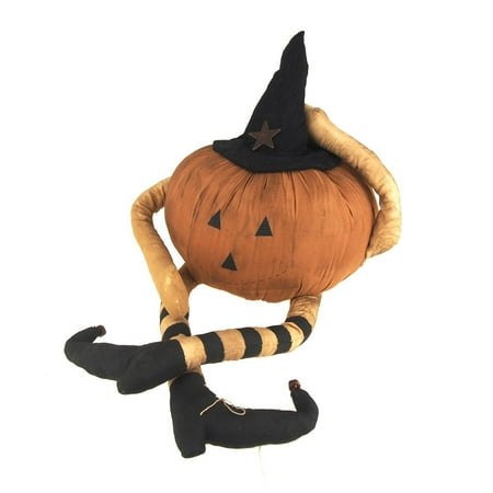 Halloween Friendly Witch Light-Up Pumpkin Doll, Orange/Black, 13-1/2-Inch