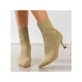 thumbnail image 4 of Innerwin Bottines à Talons Hauts pour Femmes, Chaussures d'Hiver à Enfiler, Bout Pointu, Formelles, Kaki 6, 4 of 9