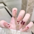 thumbnail image 2 of MesaSe 24 Pcs Faux Ongles Roses Brillants avec Nœud 3D pour Femmes et Filles Colle, 2 of 6