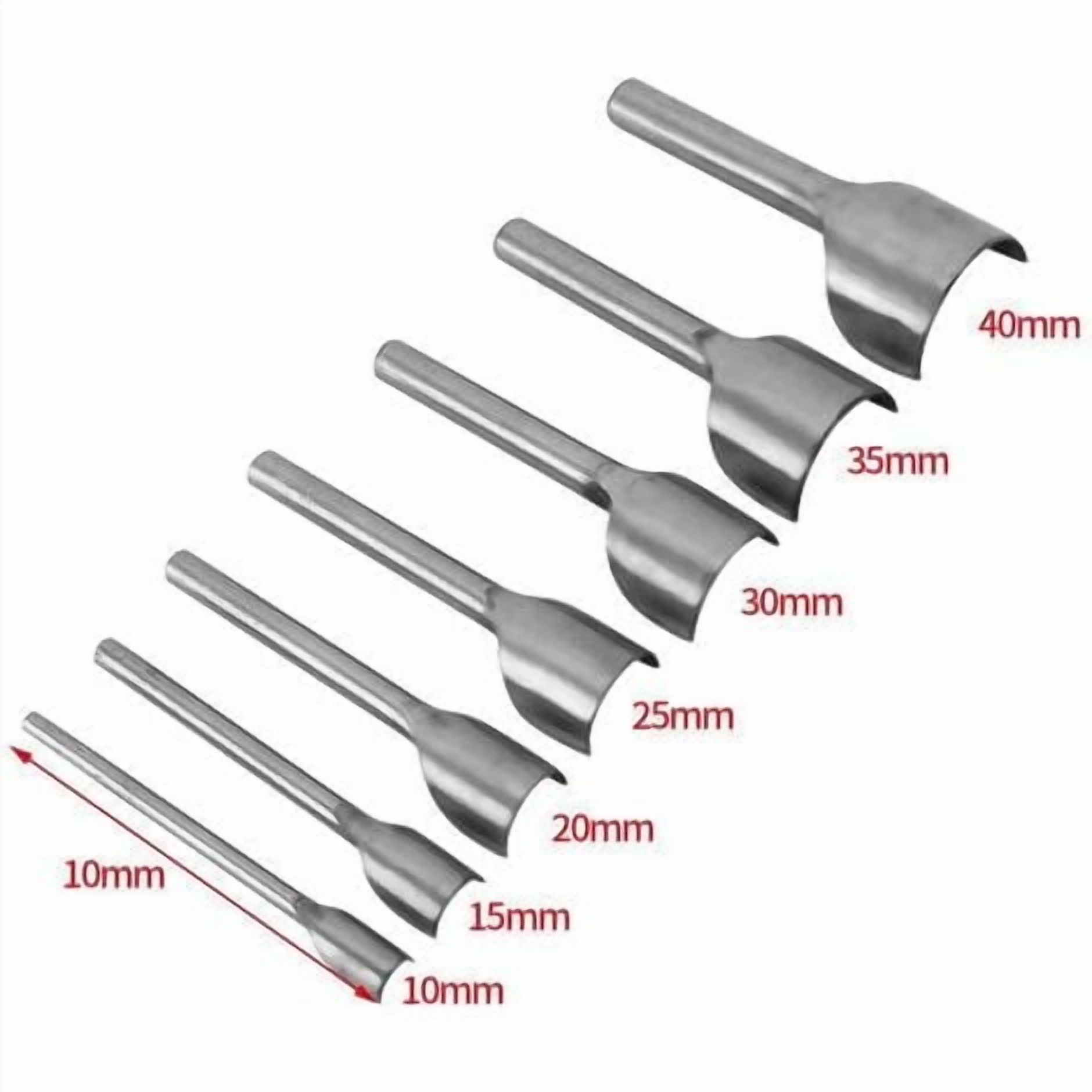7pcs Half Round U Shaped Punch Cutter Set for Crafts, Leathercraft, Leather Punching Tools 10-40mm