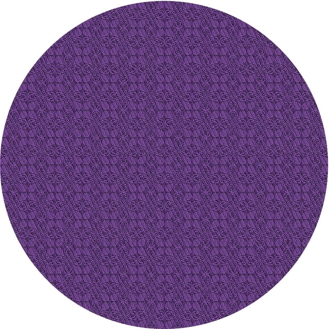 Ahgly Company Machine Washable Indoor Round Transitional Purple Iris Purple Area Rugs, 7' Round