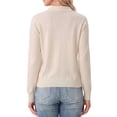 thumbnail image 6 of JWD Womens Cardigan Collared Knit Button Front Long Sleeve Sweater Top Lightweight Casual Layering Cardigan Oatmeal L, 6 of 7