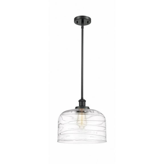 916-1S-BK-G713-L-Innovations Lighting-Bell - 1 Light Stem Hung Mini Pendant In Industrial Style-10 Inches Tall and 12 Inches Wide-Matte Black
