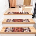thumbnail image 3 of Stair Treads for Wooden Steps Indoor, 15 Pack 8" X 30" Non Slip Carpet Stair Treads with Reusable Adhesive for Kids Elders and Dogs, TPR Backing Stair Rugs Oriental Staircase Step Treads,Bohemia, 3 of 5