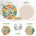 thumbnail image 4 of Yayeee 6 PCS Drink Coasters with Holder Set Woven Absorbent Round Tabletop Hot Pad, Beige Clover Pattern, 4 of 7