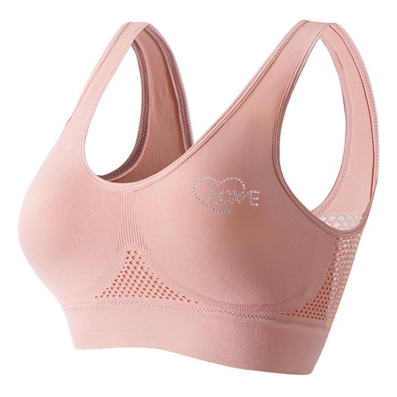 Lovskoo Racerback Sports Bras for Women Padded Seamless Support Bra for Yoga Gym Workout Fitness Pink 3XL