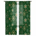 thumbnail image 2 of Christmas Snowflakes Sheer Curtains 72 Inches Long, Winter Xmas Geometric Green Light Filtering Window Curtains for Living Room/Bedroom, Rod Pocket Voile Sheer Curtain Drapes, 52"W x 72"L, 2 Panels, 2 of 9