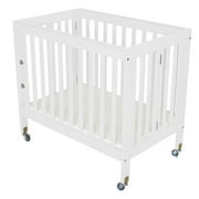 Portable Crib with WheelsTravel Bed for InfantsWhite40 x 26 x 38 Inch