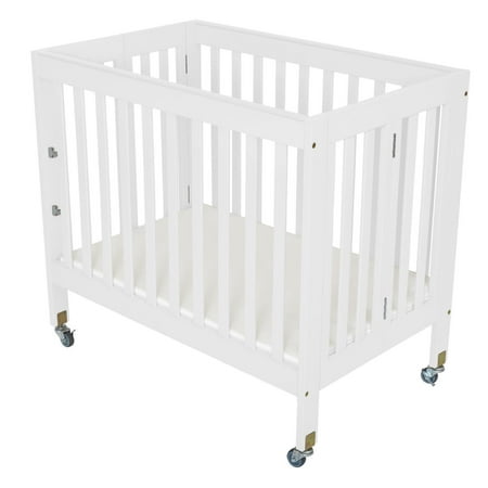 Portable Crib with WheelsTravel Bed for InfantsWhite40 x 26 x 38 Inch