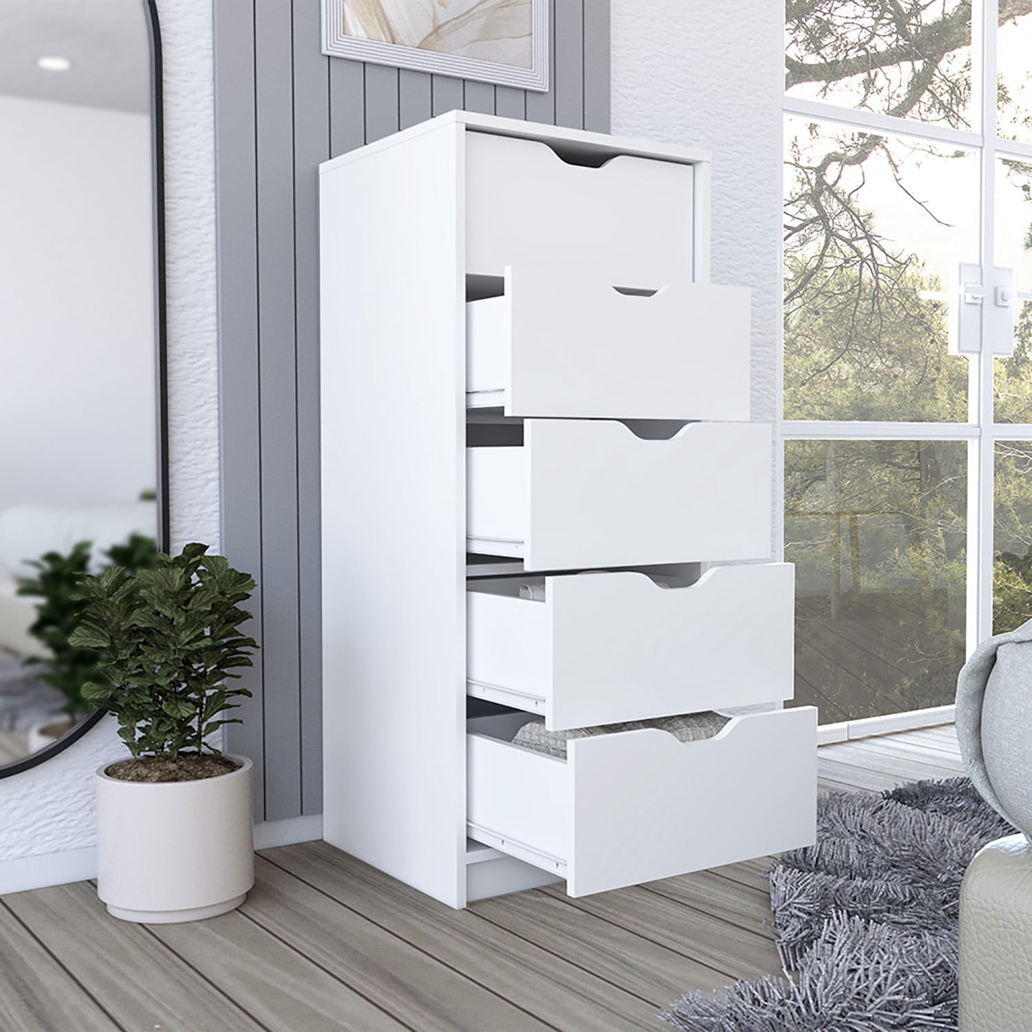 Kadyn 5 Drawers Dresser, Chest of Drawers with Metal Handle, White Storage Cabinet, Nursery Dresser Kadyn 5 Drawers Dresser, Chest of Drawers with Metal Handle, White Storage Cabinet, Nursery Dresser