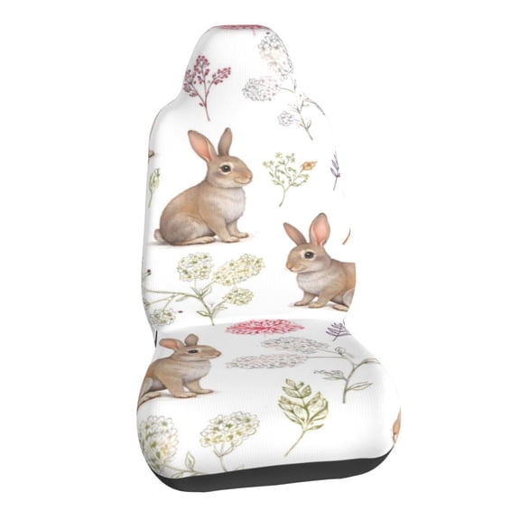 Easter Botanical Rabbit Car Seat Covers Stretch Car Seat Protectors Universal Fit