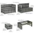 thumbnail image 3 of Outsunny 6pcs Garden Furniture Sofa Set, Rattan 3 Armchairs 2 Table Grey, 3 of 10