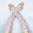 thumbnail image 3 of Ticikt Long Sequins Fingerless Gloves Sparkly Elbow Length Arm Sleeves for Rave Party Performances,Color:Light Pink, 3 of 3