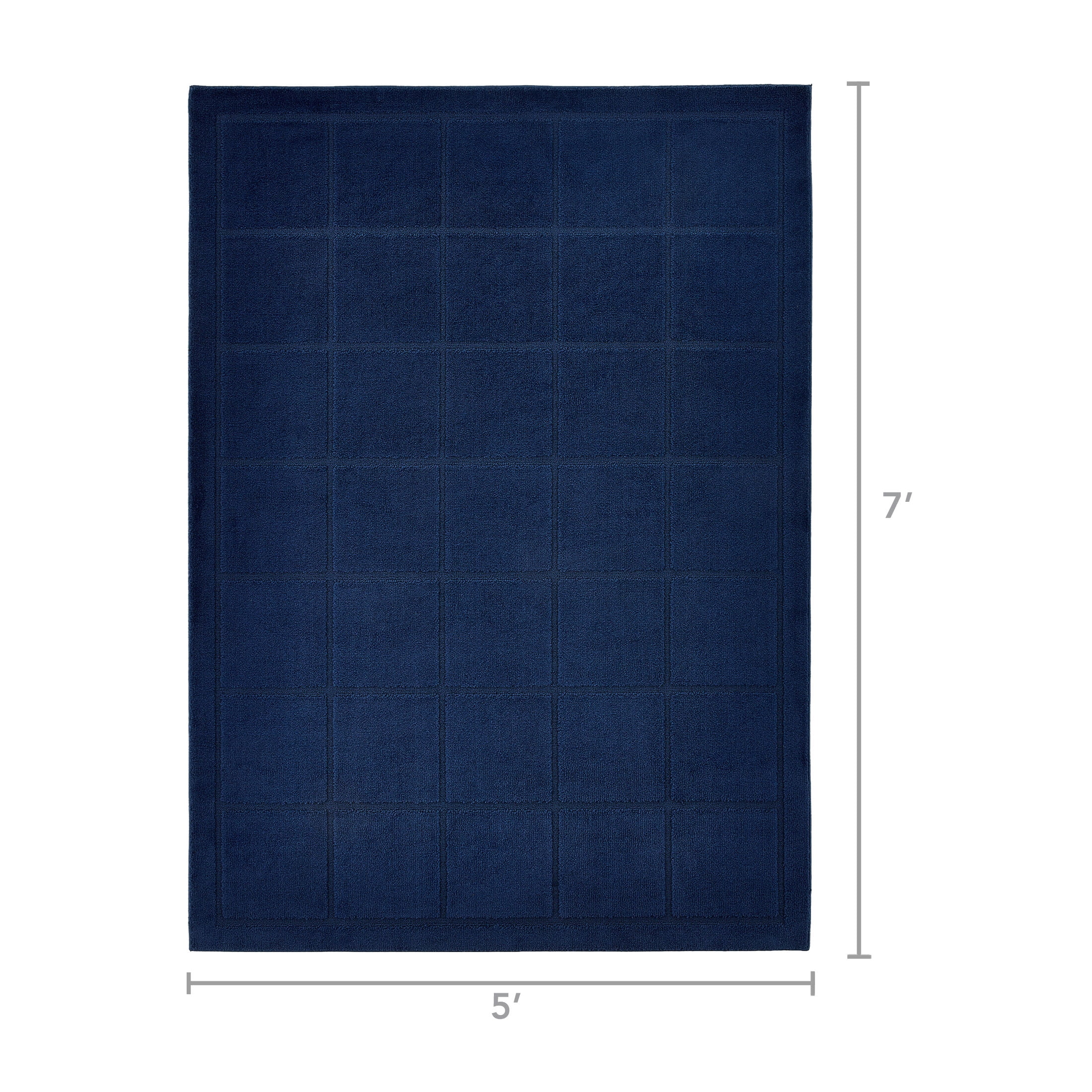 Mainstays Solid High Low Tufted Grid Navy Blue Indoor Area Rug, 5' x 7'