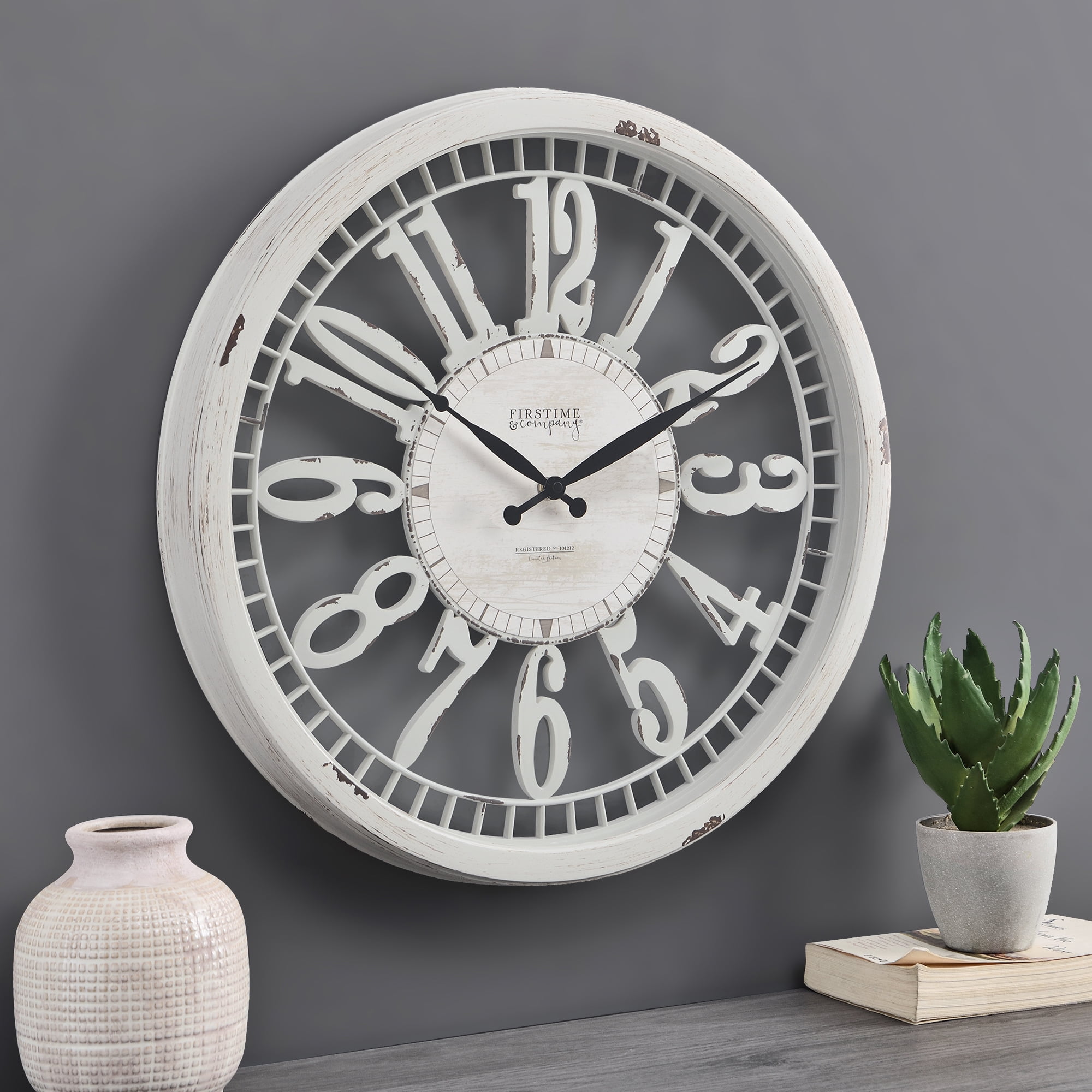 FirsTime & Co.® Emmett Farmhouse Shiplap Wall Clock, Silver 