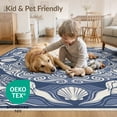 thumbnail image 4 of ODIKA 4'x6' Washable Area Rug Non-Slip, Chair-Friendly, Flatwoven Ocean Border Motif Scattered Symmetrical Animals Turtle Nautical Playful for Home Office, Under Desk, 4 of 7