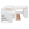 thumbnail image 4 of L Shaped Triple Bunk Beds with Storage, Twin-Twin over Full Bunk Bed with Desk, Wardrobe, Storage Staircase and 3 Drawers, Wooden Bed Frame with Safety Guardrails & Slats Support, White, 4 of 9